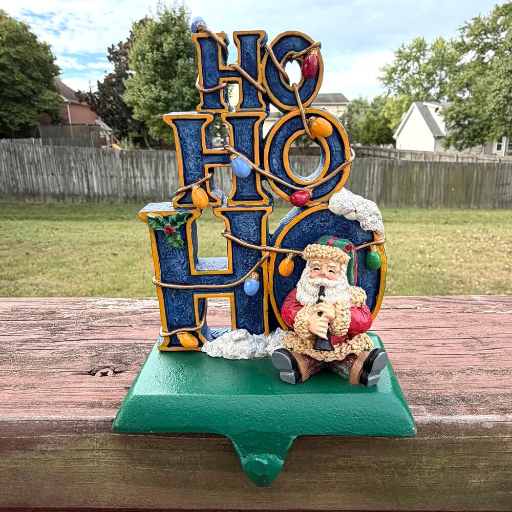 Vtg Midwest of Cannon Falls Cast Iron Santa HO HO HO Christmas Stocking Hanger